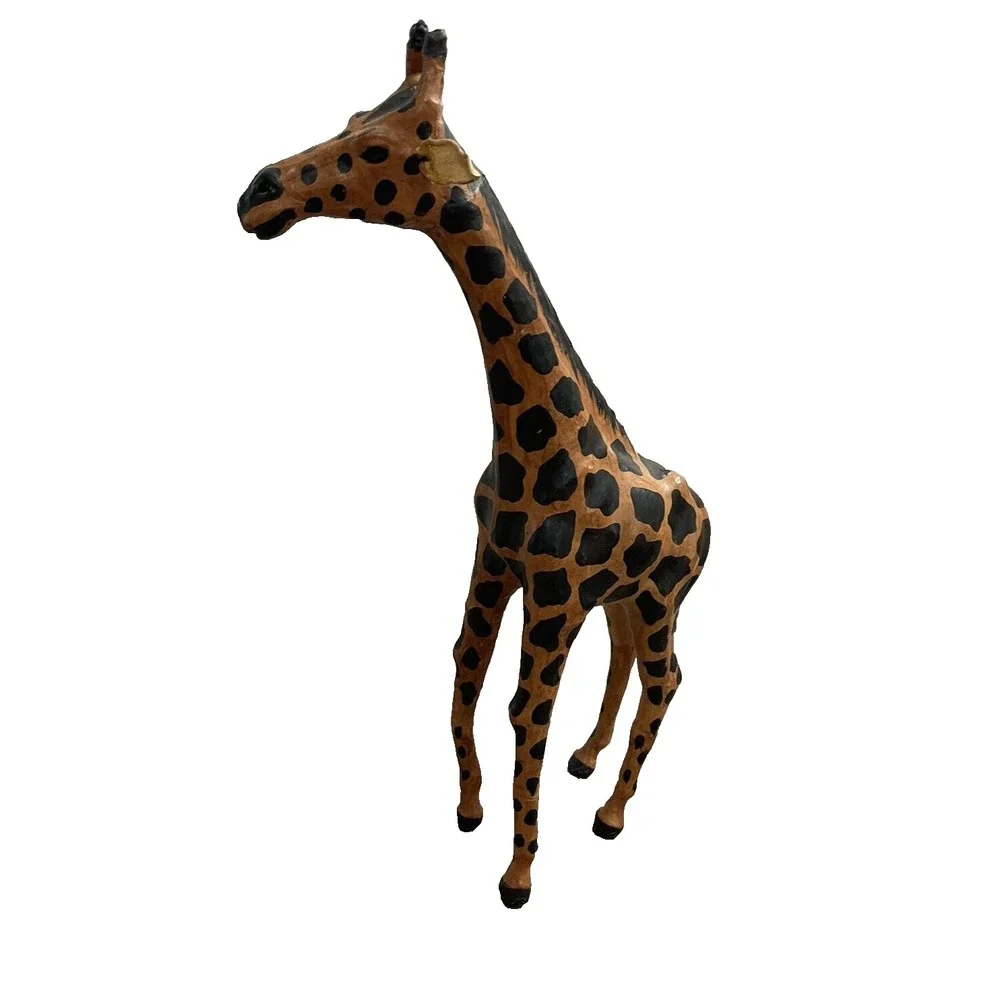 Vintage Leather Wrapped Giraffe Large Statue‎ Decor Figure 17